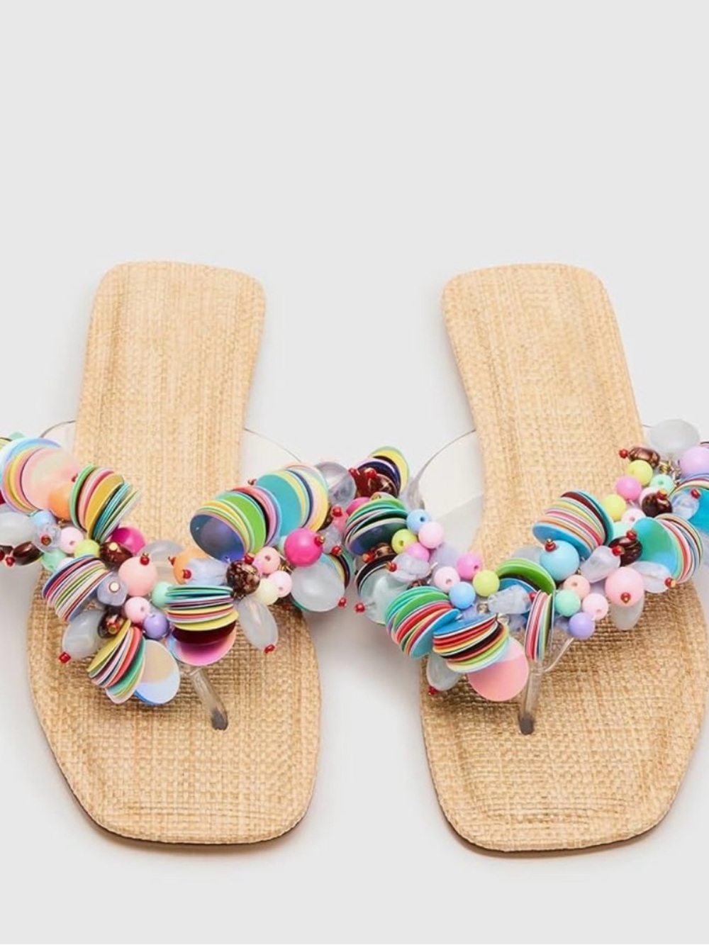 Steve Madden Beaded Straw Flip Flop Sandals - Picture 4 of 4